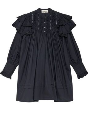 V DE VINSTER “Chloé” Black Boho Ruffle Short Mini Dress, women’s size XS